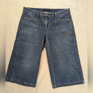 Theory Women's Wide Leg Denim Capri Medium Wash Size 8